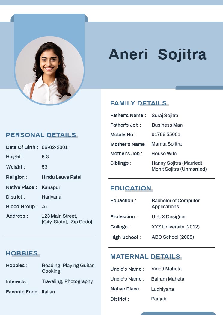 Creating A Professional Bio Data Template For Marriage