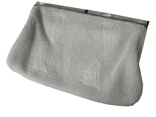 Vivant By Sarne White Italian Bead Beaded Clutch Evening Bag - The Epitome Of Italian Luxury