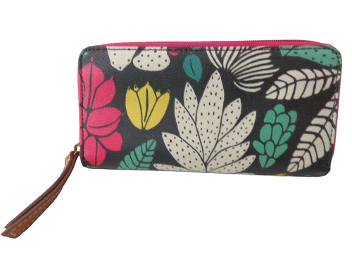 Embrace Vibrant Style With The Fossil Colorful Coated Canvas Zip Around Clutch Wallet