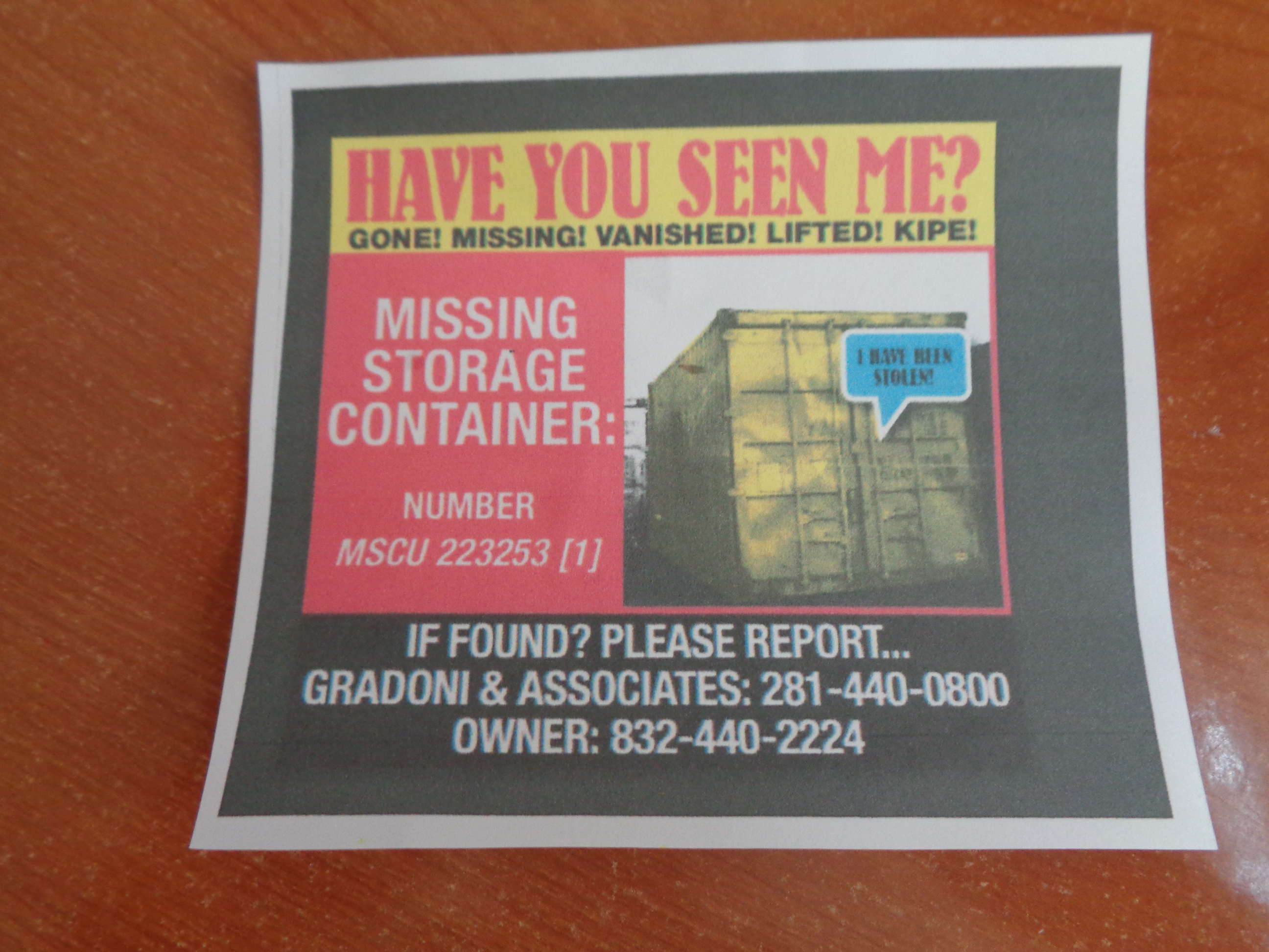 Stolen Shipping Container