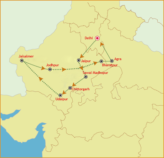 Palace On Wheels Route Map