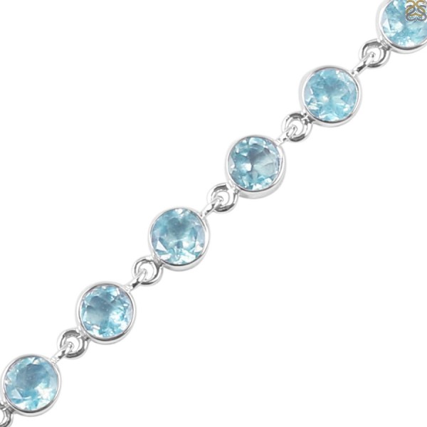 Natural Aquamarine Jewelry With Silver Clasp
